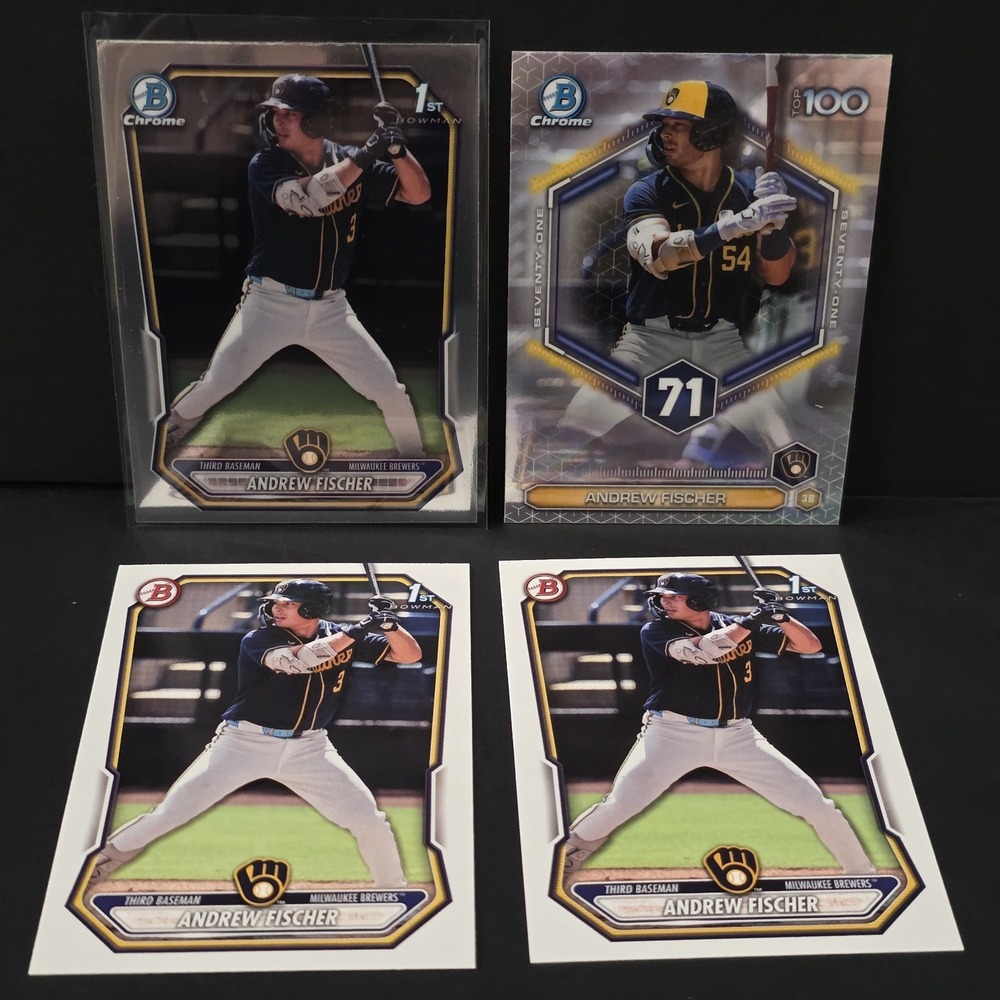 2026 Bowman Baseball BCP-149 Andrew Fischer 1st Bowman Brewers Lot Of 4 Base